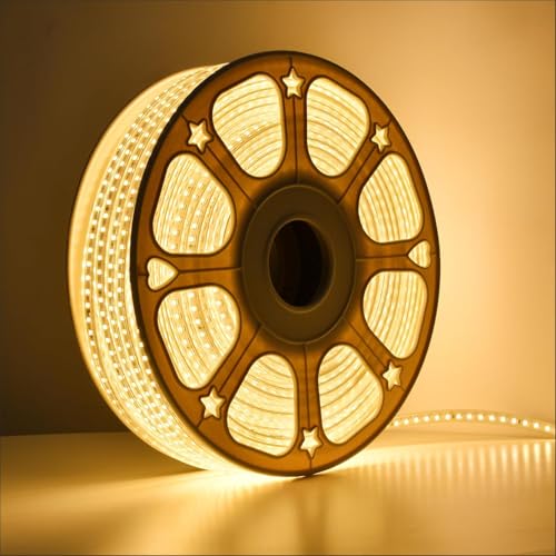 Image of MPROW 3 Meter LED Rope Light | 120 LEDs /Meter Waterproof Strip Light | Warm White Light for False Ceiling, Diwali, Balcony & Indoor Decoration | Plug n Play Flexible Decorative Light