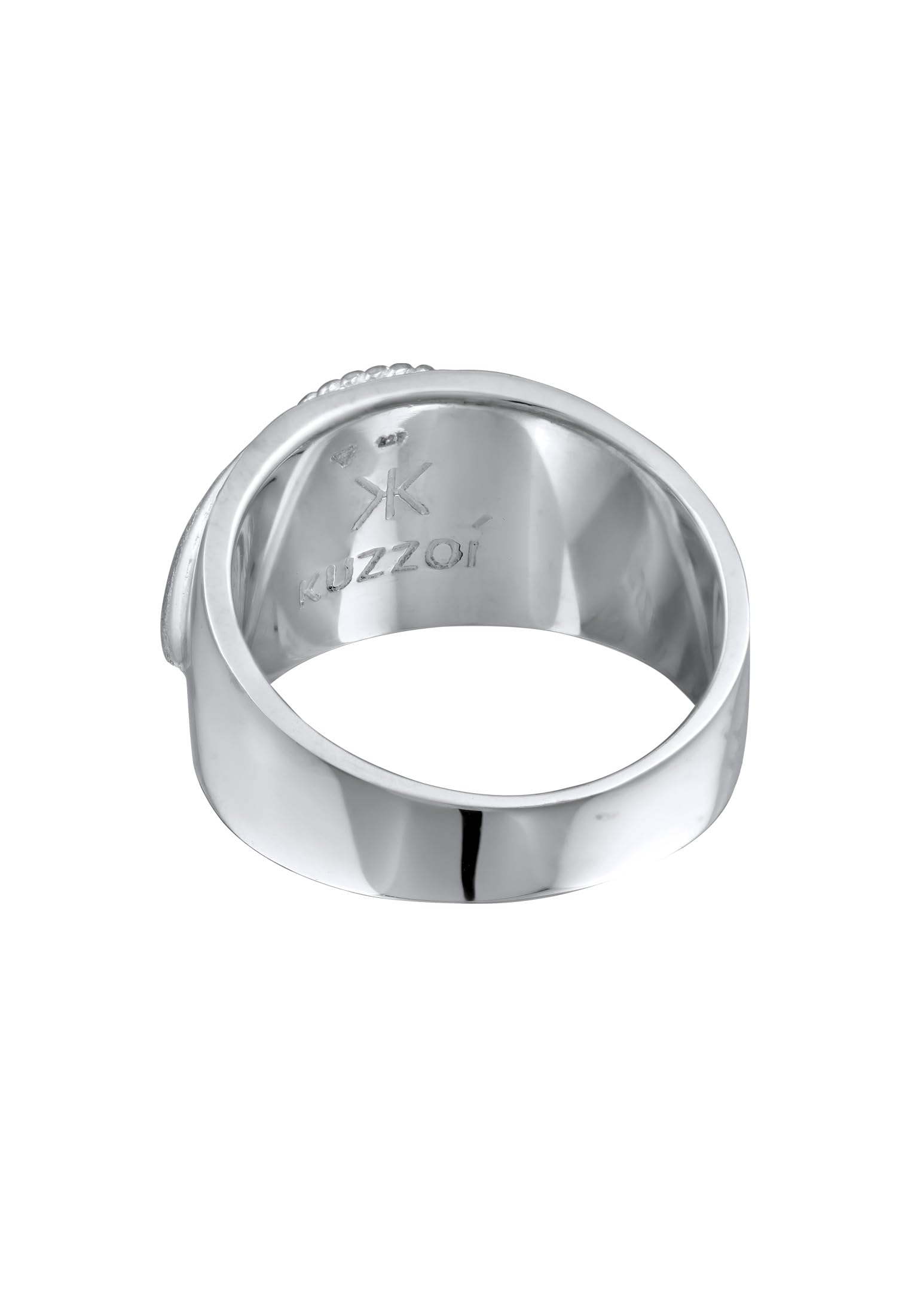 Kuzzoi Anello con sigillo da uomo con onice (10 mm) in argento sterling 925 lucido, anello in argento massiccio stile vintage, per uomini di misura 60-66, 0612143024