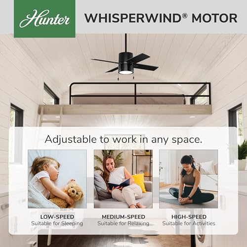 Image of Hunter Beck, Indoor, Ceiling Fan, with LED Light, 42 inch, Matte Black