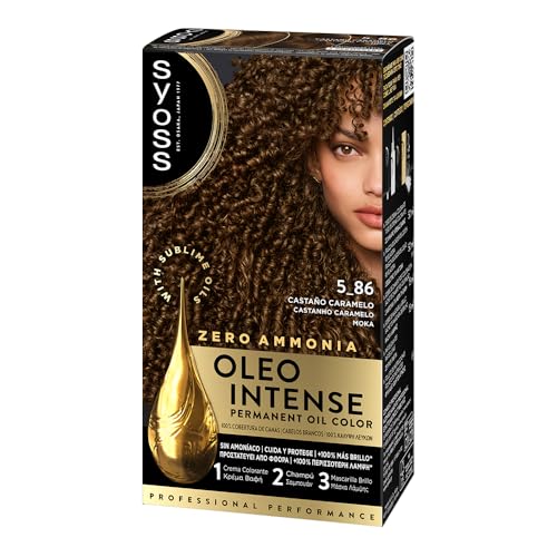 Miniatura 7 de Syoss Oleo Intense Tono 5.86 Castaño Caramelo, Tinte para Pelo Mujer, Coloración Permanente sin Amoníaco, Cobertura Profesional de Canas con Resultados de Peluquería