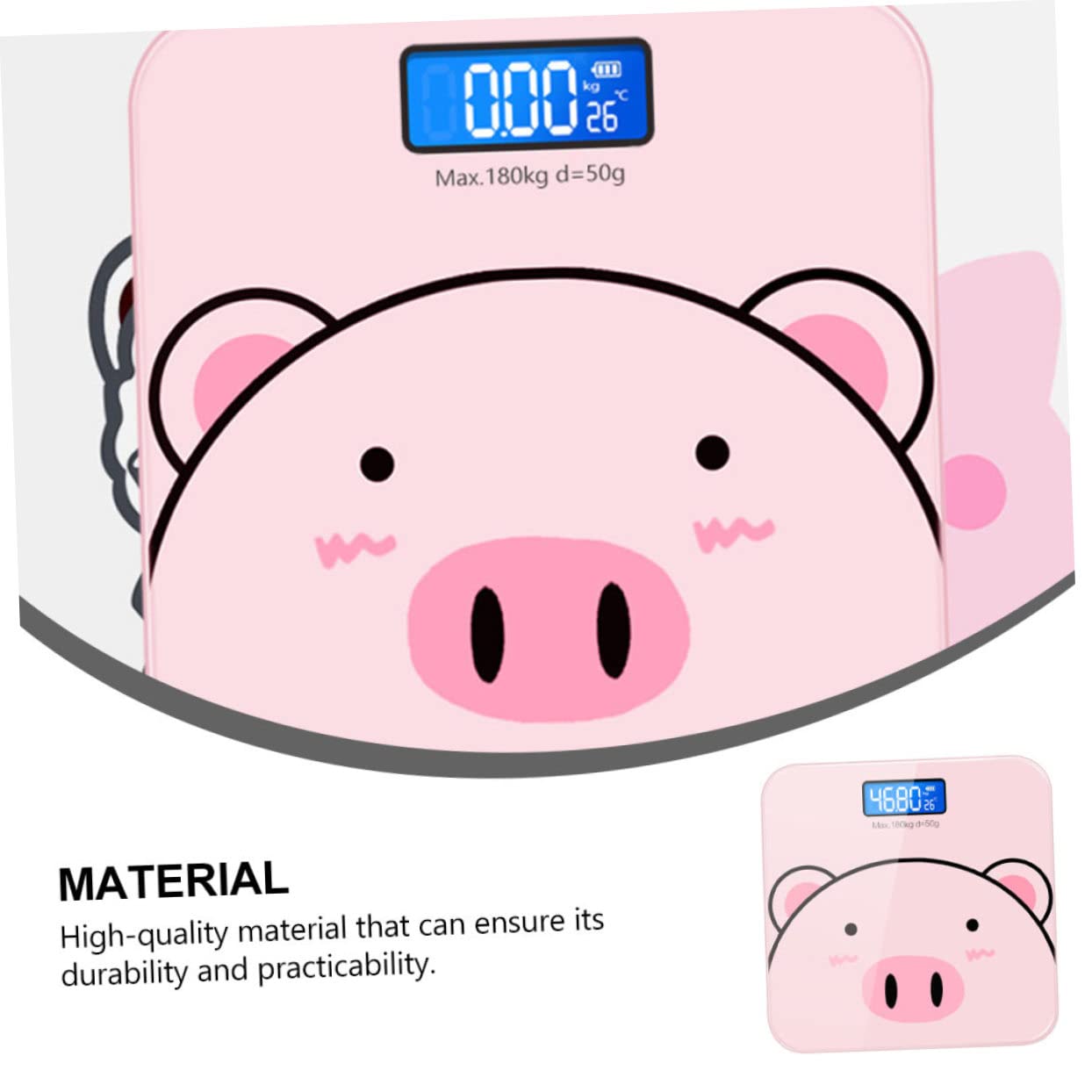 UKCOCO Báscula Diseño de Dibujos Animados de Peso Corporal Electrónica Hogar Pantalla LCD Hd Nocturna Precisión de 2 Decimales Adecuado para Control de Salud