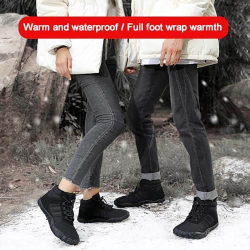 Barefoot Laarzen Womens Heren Sneeuwlaarzen Winter Warm Waterdicht Bont Gevoerde Schoenen Brede Teen Doos Wandellaars, Zwart A, 42 EU Barefoot Laarzen Womens Heren Sneeuwlaarzen Winter Warm Waterdicht Bont Gevoerde Schoenen Brede Teen Doos Wandellaars, Zwart A, 42 EU
