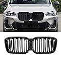 Gangying G01 Nieren Schwarz,Kühlergrill für BMW X3 X4 G01 G02 Grill LCI Facelift X3 X4 Grill Schwarzer Glanz Doppelsteg Nieren 2022 2023 2024