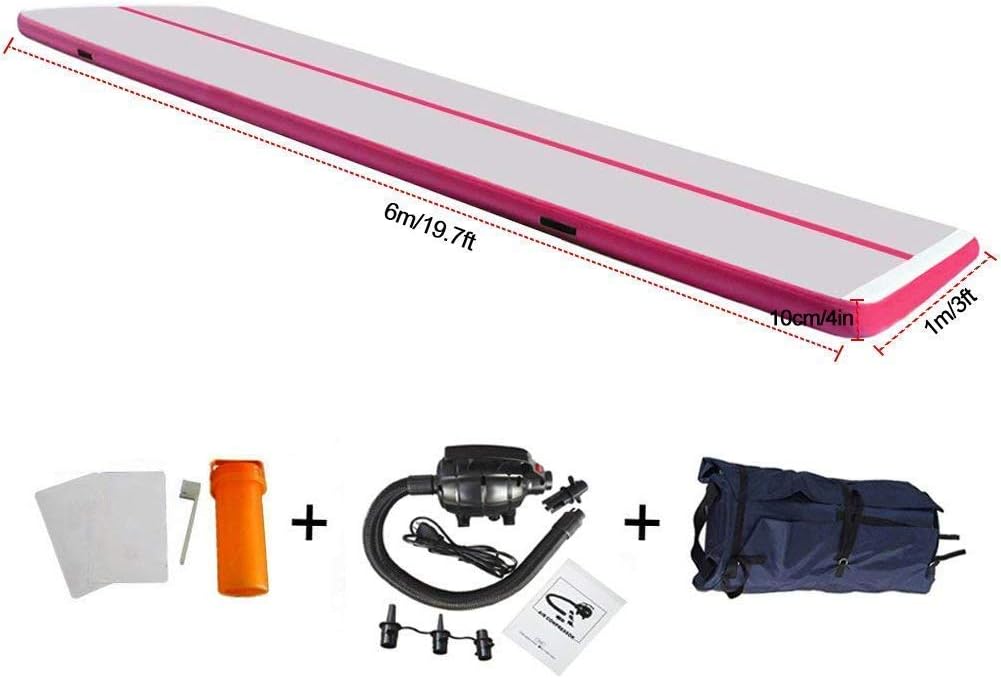 10ft/13ft/16ft/20ft Air Mat Tumble Track Inflatable Gymnastics Tumbling Track Mat with Electric Air Pump for Cheerleading/Practice/Beach/Park/Home use