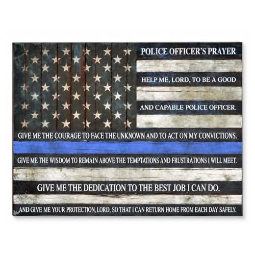 Police Officer Prayer Thin Blue Line Flag Typography Art Print, Wall Art Poster - Unique Home Decor for Office, Den - Gift for Cops, First Responders, Law Enforcement - 8x10 Photo Unframed