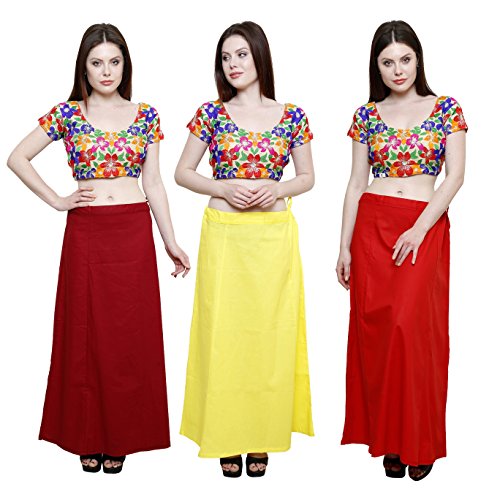 Image of Pistaa combo of 3 Women's Cotton Best Indian Readymade Inskirt Saree petticoats