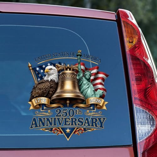 Image of 2pcs USA 250th Anniversary Car Window Stickers and Decals Patriotic | 1776-2026 Window Decal for Vehicles Laptop Stickers 250 Years Vinyl Bumper 10 inch