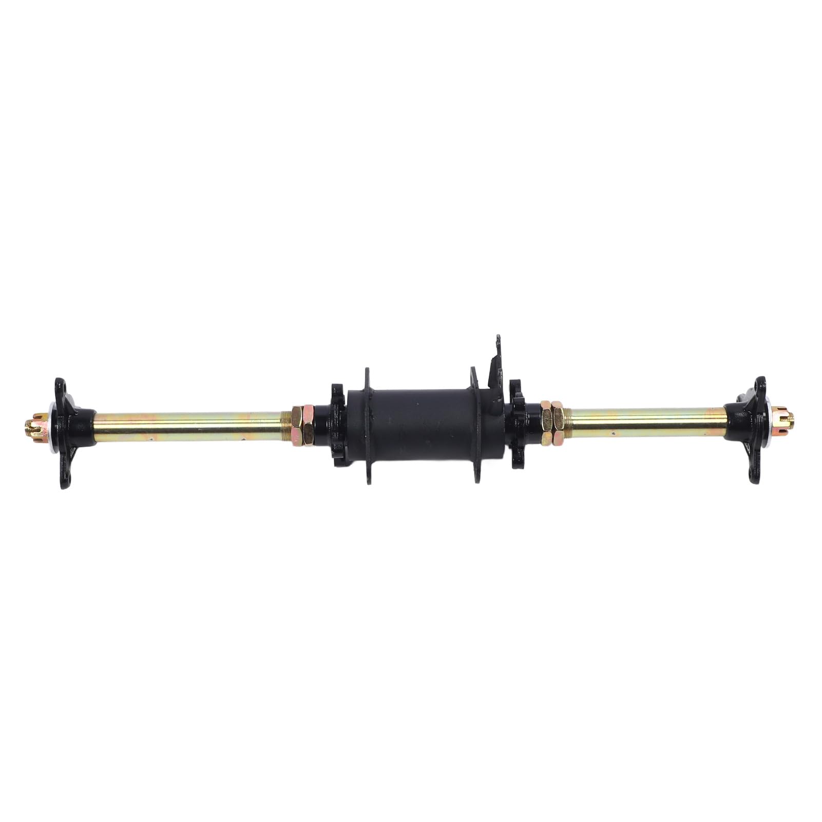 Drfeify Zestaw Tylnej Osi Gokartowej 650 Mm Zespół Tylnej Osi ze Stopu Stali Średnica 25 Mm z Kołem łańcuchowym Kołnierze Piasty Tarczy Hamulcowej do Gokarta ATV Drift Trike DIY