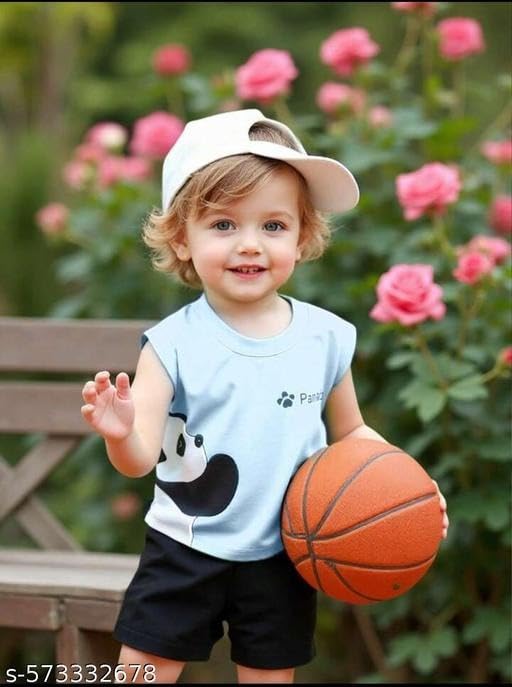 Image of Kid Boys Printed Cotton Blend Top & Bottom Clothing Set