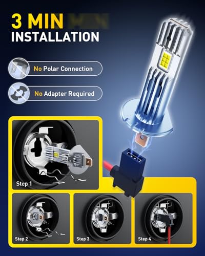 Image of AUXITO H1 Bulb, 600% Brighter, 1:1 Mini Size No Adapter Needed, 5 Min Quick Install, No Flicker, 99% Compatibility, Pack of 2