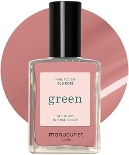 Manucurist Green Nail Polish Old Rose Natural Classic Nail Polish 9-Free Vegan and Plant-Based (77%) 0.5 fl oz