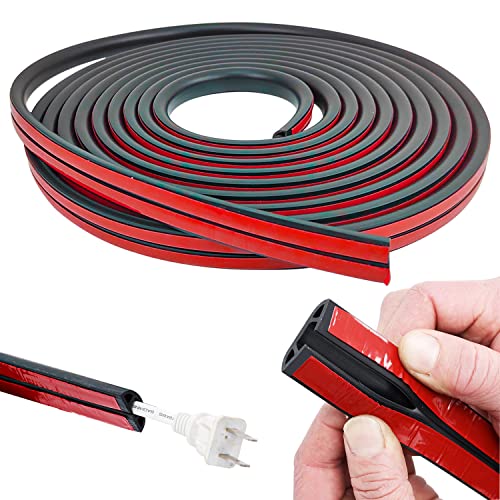 Canaletas para Cubrir Cables 6m, Canaletas para Cables Adhesivas, 20x10mm Pasacables Semicircular Suelo, Protección de Cubierta de Suelo para Todos los Cables de Calibre 8 mm en Hogares (Negro)