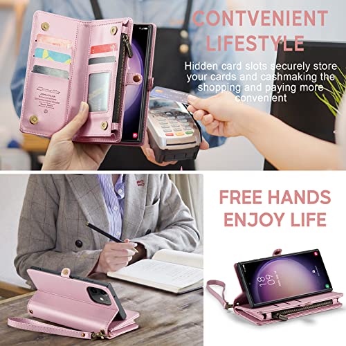 Asapdos Iphone 12 Mini Case Wallet,Retro Pu Leather Strap Wristlet Flip Case With Magnetic Closure,[Rfid Blocking] Card Holder And Kickstand For Men Women Rose Gold #TOP4