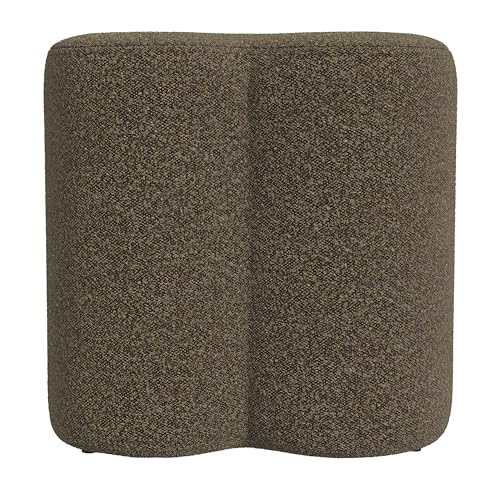 Image of HomePop 18 inch Clover Ottoman - Dark Brown Boucle