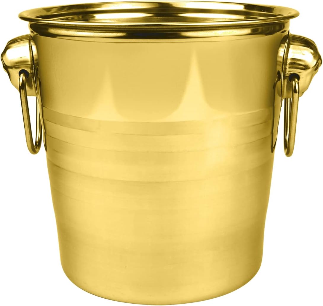 3L Insulated Stainless Steel Ice Bucket for Wine Champagne Beer Bottles - Champagne Bucket Cooler for Home Restaurant Hotel and Bar（Gold）