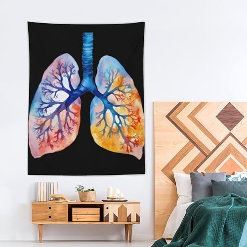Tapiz de pulmones en acuarela: decoración vertical de tela para la pared del dormitorio 4