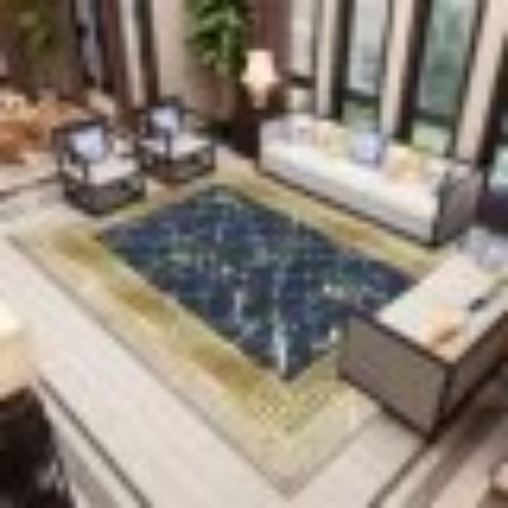 Tapis antidérapant lavable résistant aux taches 300x400cm géométrique salon