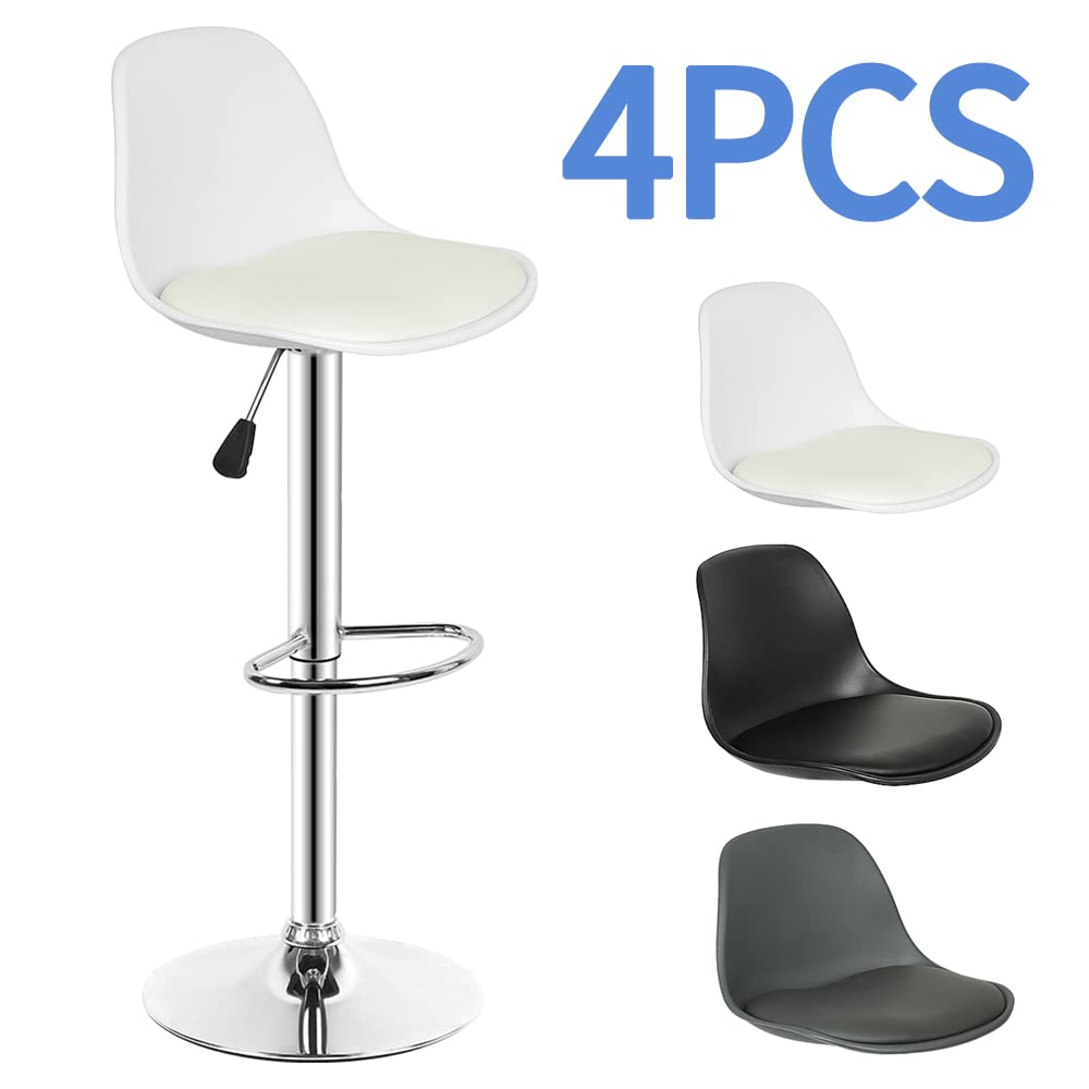 LANTUS Taburete En Polipiel 4X Taburetes Alto Cocina Regulable en Altura Taburetes de Bar con Respaldo Cuero Sintético+Plástico Sillas Altas Taburete Giratorio para Estudio, Trabajo, Oficina
