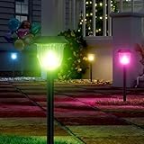 BITPOTT ソーラーライト 屋外 【4個セット】防水 IP65 おしゃれ 明るいソーラーガーデンライト 7色自動切り替え 自動点灯/消灯 埋め込み 3つの高さ 庭 ガーデンライト ハロウィン 庭/花壇/芝生/歩道/テラス/景観に適用