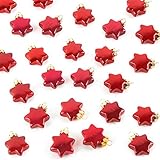 Logbuch-Verlag 24 kleine Sterne zum Aufhängen - rote Sternanhänger Weihnachtssterne 3,5 cm Deko Weihnachten