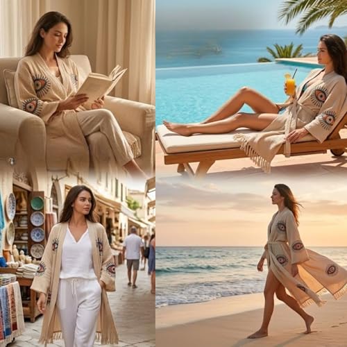 Image of Evil Eye Kimono Robe - Beach Kimono Coverups for Woman