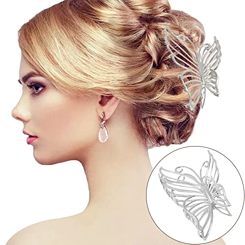 Honbay 2PCS Pinzas de Mariposa para el Cabello Metal Antideslizante Clips Decorativos para Mujeres Cabello Delgado y Grueso Adornos de Cabeza (Dorado y Plata) miniatura 5