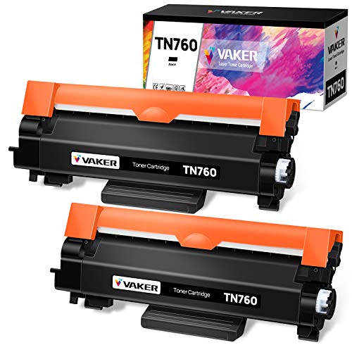 VAKER Compatible TN760 TN730 Toner Cartridge Replacement for Brother TN 760 TN-760 TN 730 TN-730 for Brother HL-L2350DW DCP-L2550DW MFC-L2710DW HL-L2395DW MFC-L2750DW HL-L2370DW HL-L2390DW (2 Black)