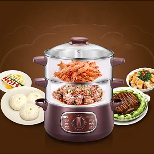 Double-Layer Stainless Steel Electric Food Steamer 8L Automatic Electric Steamer 60 Mins Twist Timing Hot Pot(