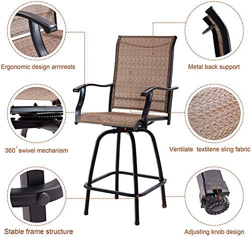 Vicllax Swivel Bar Stools Patio Chairs, All-Weather Outdoor Furniture For Garden Backyard, Set Of 6 #TOP6