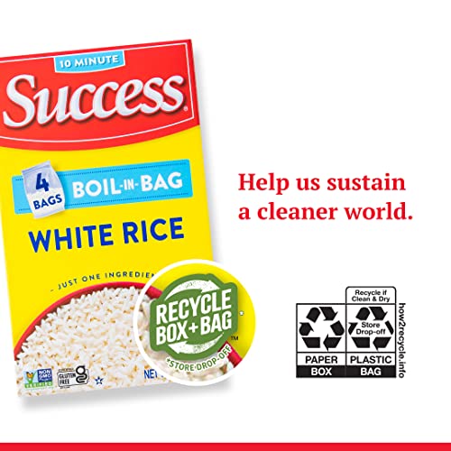 Image of Success Boil-in-Bag Rice, White Rice, Quick and Easy Rice Meals, 14-Ounce Box (Pack of 3)