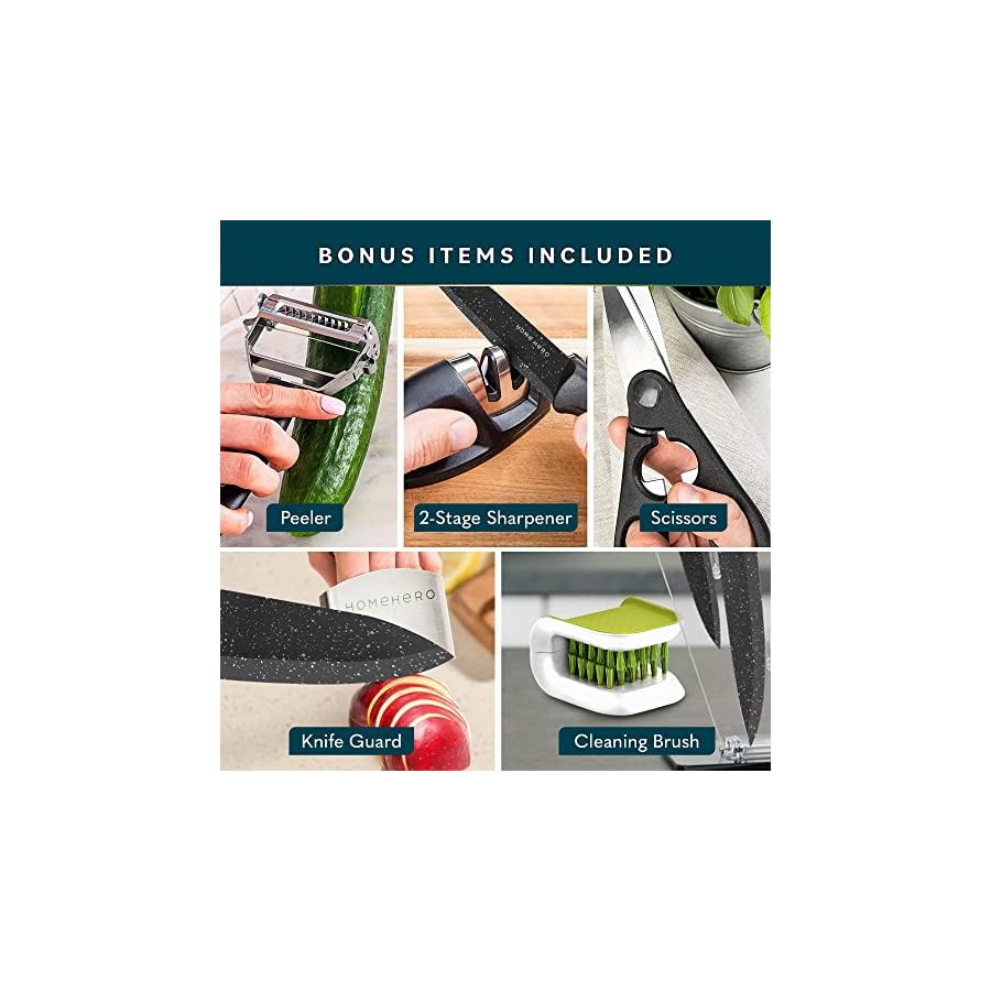 Home-Hero-Kitchen-Knife-Set-Steak-Knife-Set-20-Pcs-Ultra-Sharp-High-Carbon-Stainless-Steel-Knives-Set-Non-Stick-Coated-Chef-Knife-Set-with-Ergonomic-Handles Home Hero Kitchen Knife Set with Sharpener - High Carbon Stainless Steel Knife Block Set with Ergonomic Handles (20 Pcs - Granite)