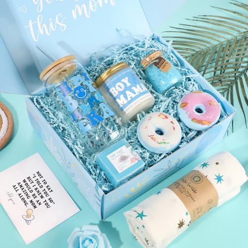 Image of iAOVUEBY New Mom Gifts & Baby Boy Gift Basket, Baby Shower Gifts for Expecting Mom To Be, Postpartum Gifts For Moms, New Mom Care Package After Birth, First Time Mothers Day Birthday Gifts for Women