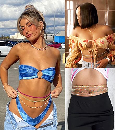 12Pcs 24-70 Inches Plus Size Waist Beads Chains For Women Handmade African Belly Beads Layered Body Chain Beach Bikini Jewelry #TOP2