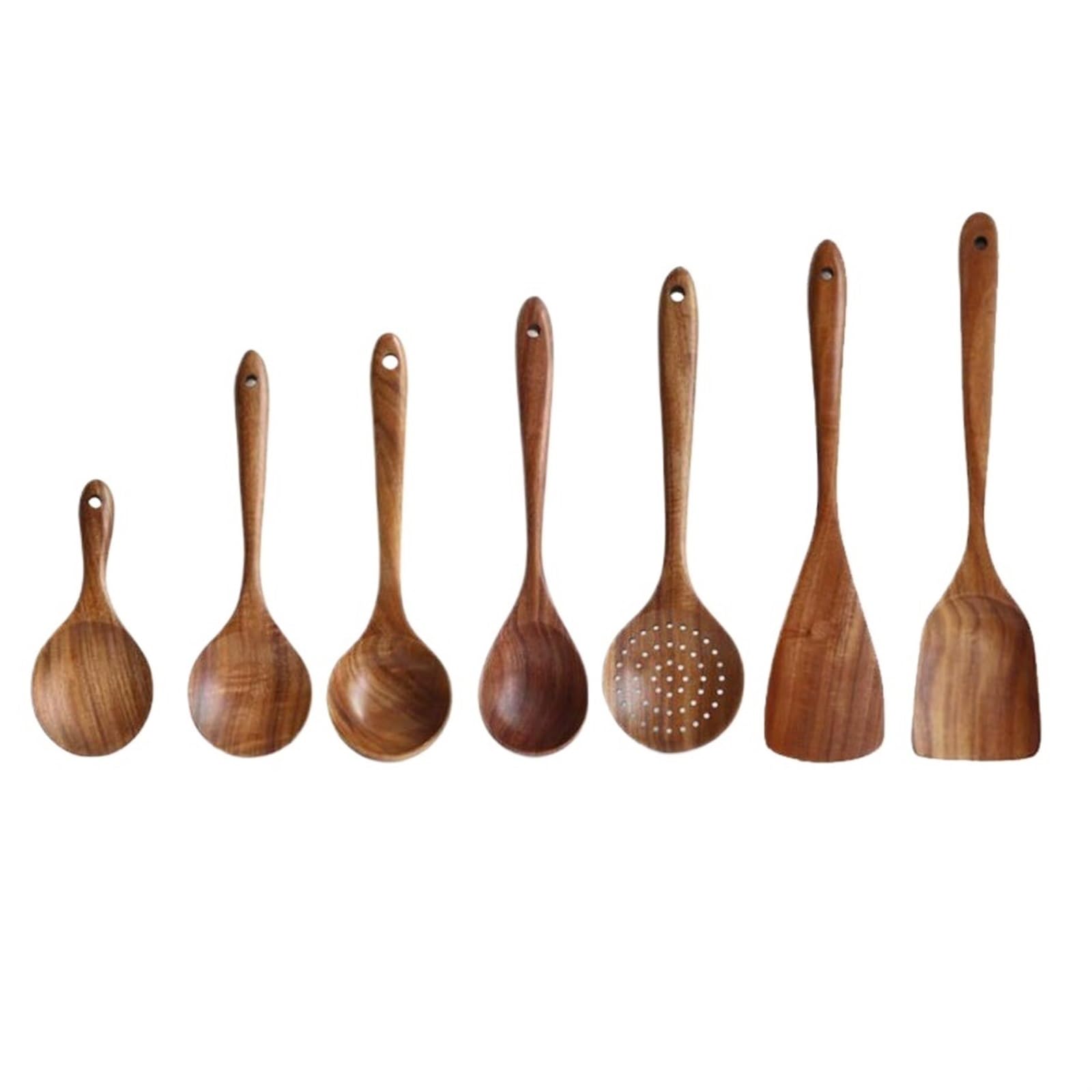 MYUYEE Kitchen Cooking Utensils Wood Cooking Spoons Spatulas 7 Pieces Sets Cooking Tools Gadgets