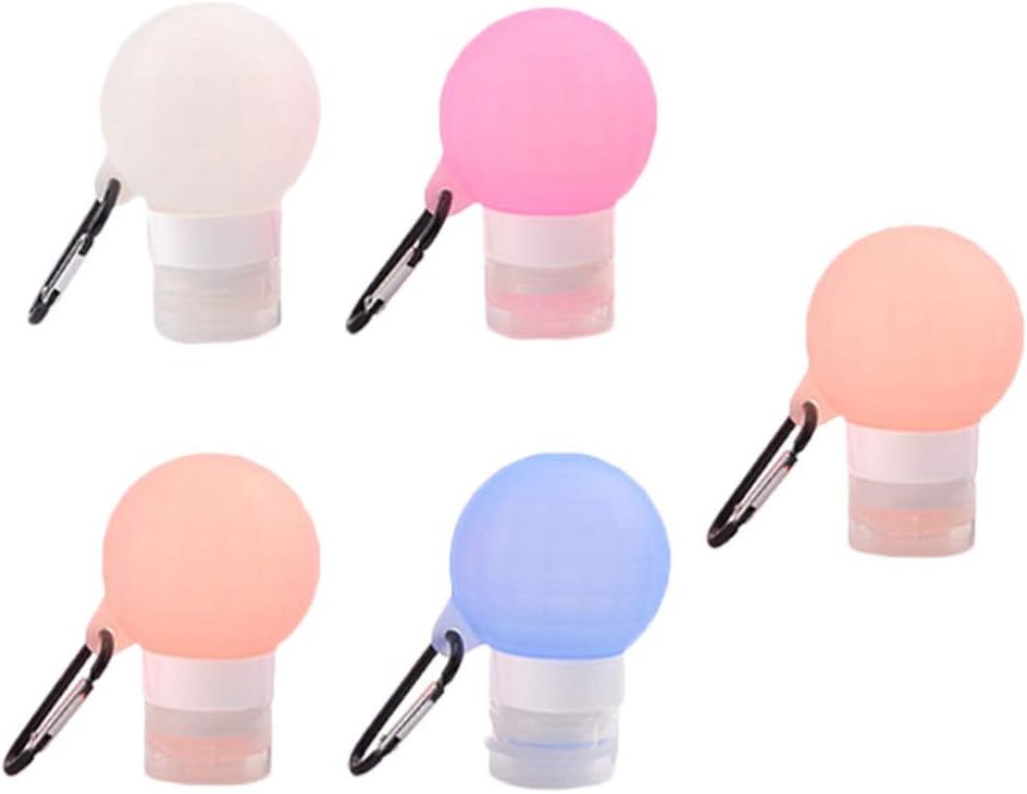 Cabilock 5pcs Travel Squeeze Bottle 80ml Mini Empty Lotion Squeeze Bottle with Keychain Portable Liquid Travel Bottles for Shampo Sample Lotion Toiletries Containers (Random Color)