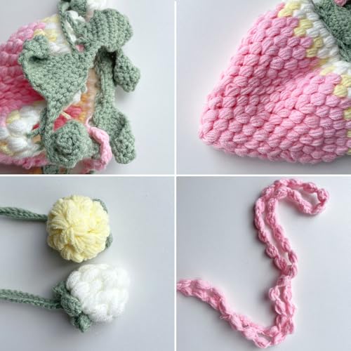Image of Handmade Knitted Shoulder Bag Crochet Strawberry Purse for Women