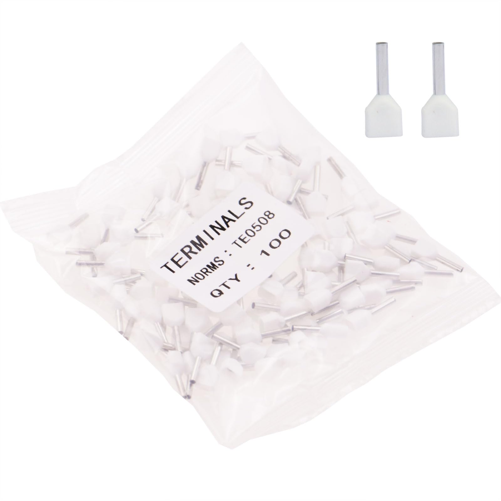 Fidioto 22AWG Dual Barrel Ferrules Terminal, AWG22/0.5mm² Twin Ferrule Connectors Wire Ends Terminals Pins for Car Audio, Electronics, Communication Equipment