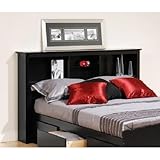 Brisbane Full Queen Storage Wood Headboard, Black