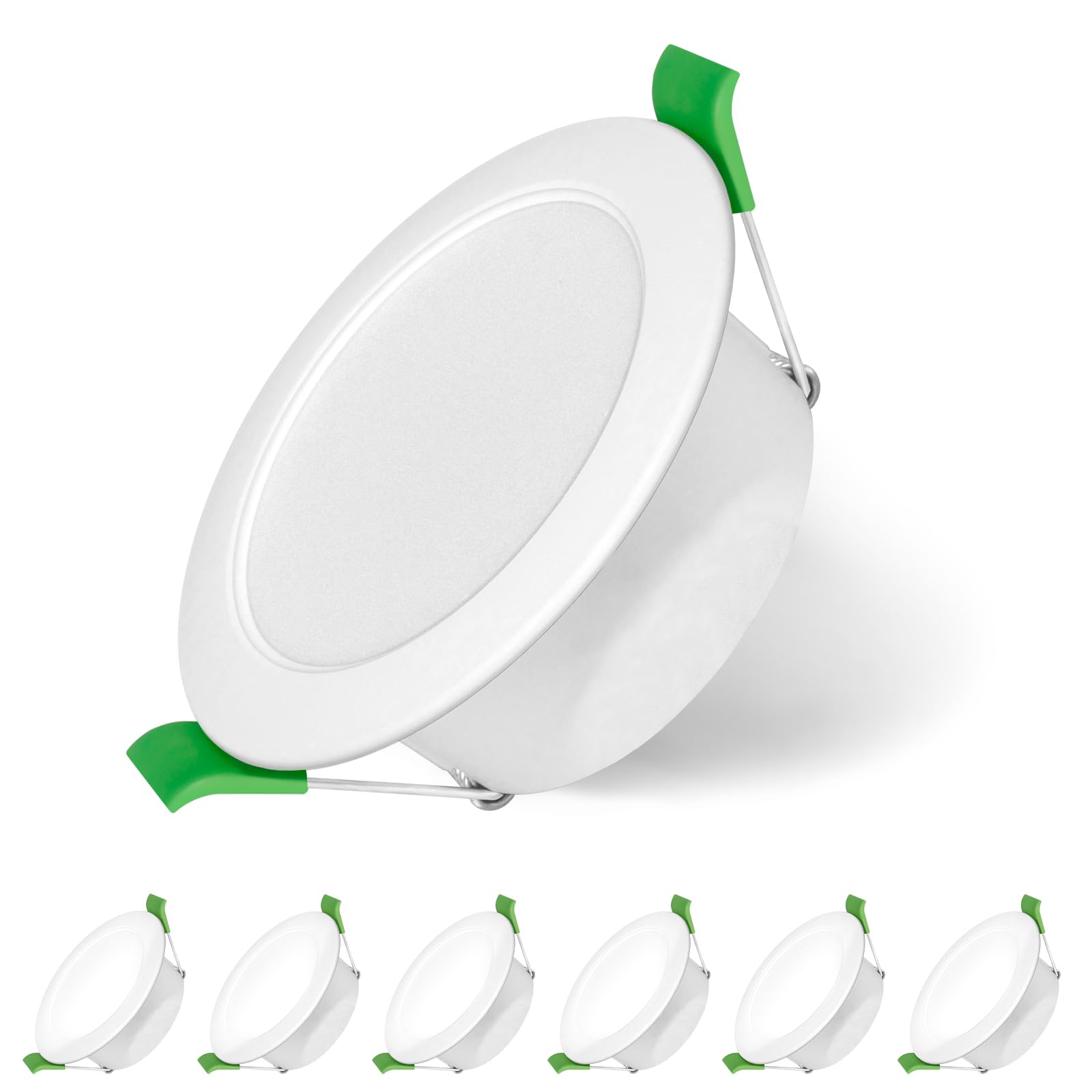 Jaenmsa Led Spots 230V, Einbaustrahler Led, 10W 95-105mm EinbauØ，IP44, Nicht Dimmbar，Led Deckenspots Flach Warmweiß 3000K für Badezimmer, Küche, Wohnzimmer,6er Set