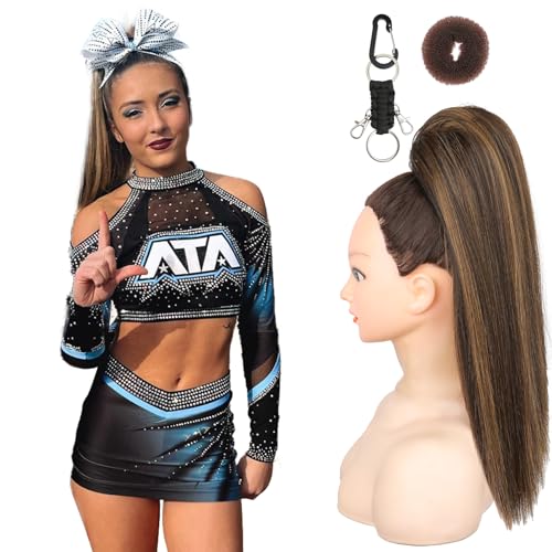SEIKEA Cheer Ponytail Hair Piece, 16" Straight Cheerleader Hairpiece Ponytail