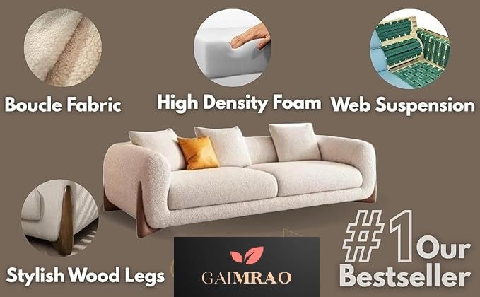 Image of Classic 3+1+1= 5 Seater Sofa Set Luxury Chesterfield Modern Fahionalable Sleeper Sofa for Living Room, Dining Room, (3+1+1 Seater Sofa-Off-White Boucle Fabric)