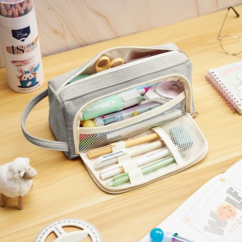 KALIDI Large Pencil Case for Girls and Boys, Cute Secondary School Big Capacity Case With Zipper & Compartments - Image 3