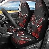 Bulopur Red Silver Butterfly Car Front Seat Cover Sets 2 Pack, Car Universal Accessories Interior Decor for Men, Auto Front Seat Covers