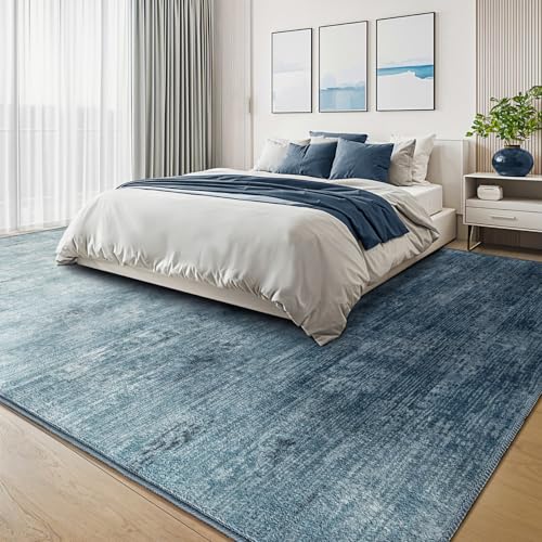 Washable Rug 10x14 Area Rugs for Living Room - Stain Resistant Non-Slip Backing Boho Rug for Bedroom,Durable & Ultra-Thin Vintage Large Area Rug(10x14,Blue)