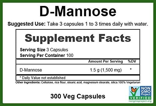Miniatura 2 de GreenPacks D-manosa 500 mg, suplemento verificado sin OMG - 300 cápsulas