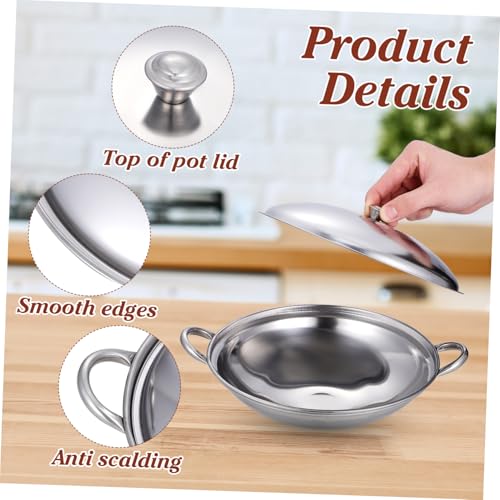 Olla de acero inoxidable con tapa wok para cocinar miniatura 3
