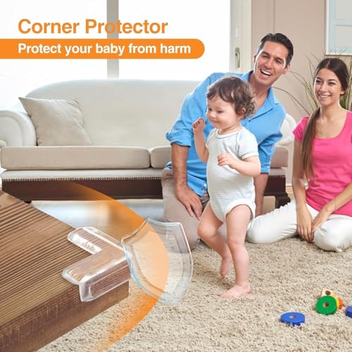 Image of AIXMEET Baby Corner Protectors | Transparent Silicone Sharp Corner Guards for Table Furniture | Bed Baby Proofing | Edge Protector Child Safety Corner Cover for Baby and Toddler