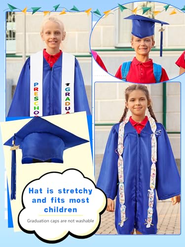 Image of Unisex Kids Kindergarten Graduation Gown Cap Tassel Stole Preschool Graduation Gown Robes Certificate for Boy Girl