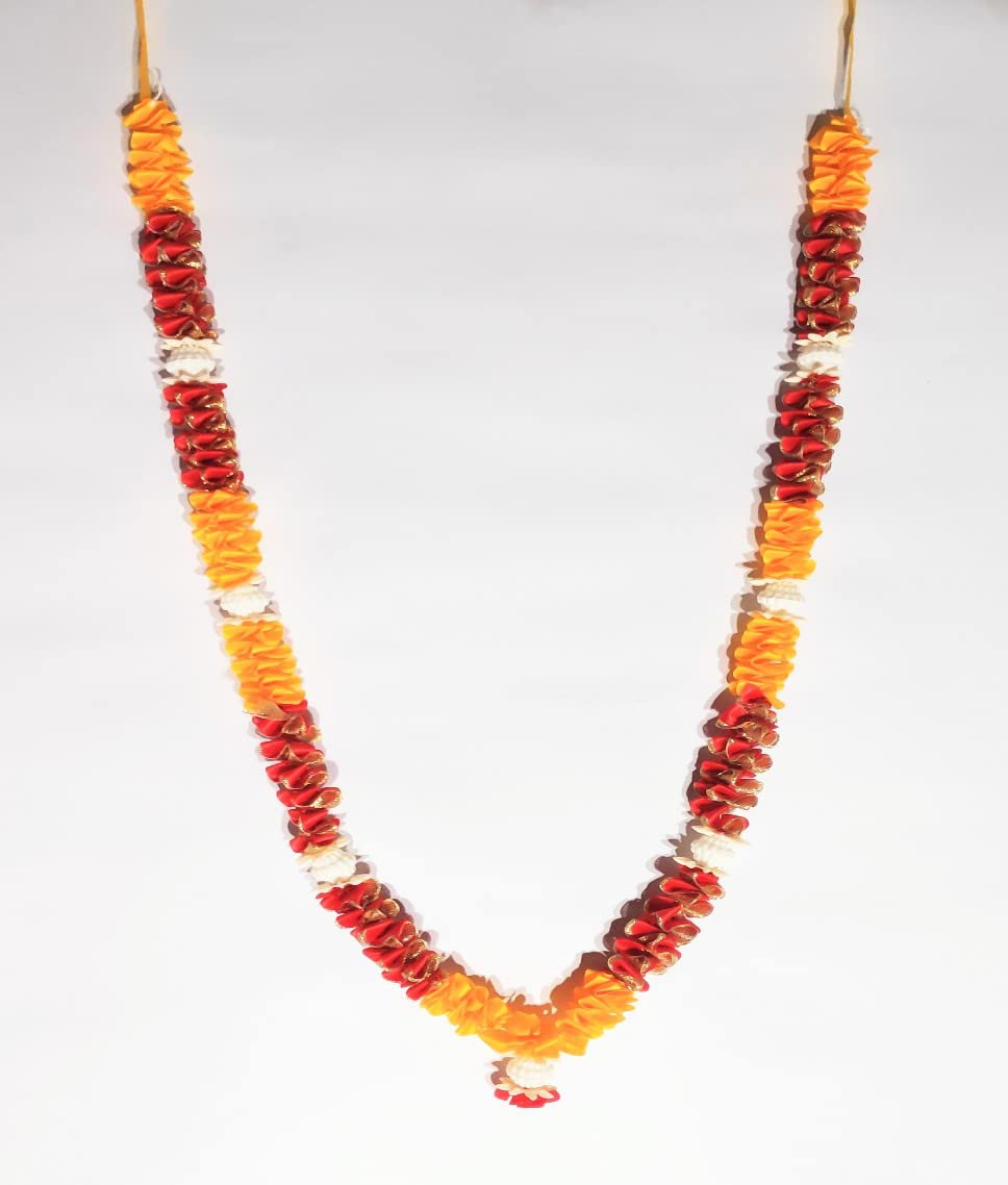 3A FEATURETAIL 30 Inch Artificial Fabric Garland, Artificial Phool Mala for Photo Frame Decoration (1pc Multicolor Mala for Idol, Fabric)