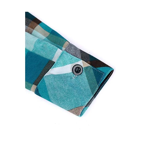 DJT-Womens-Roll-Up-Long-Sleeve-Collared-Button-Down-Plaid-Shirt DJT Women's Long Sleeve Collared Button Down Plaid Shirt Large Turquoise